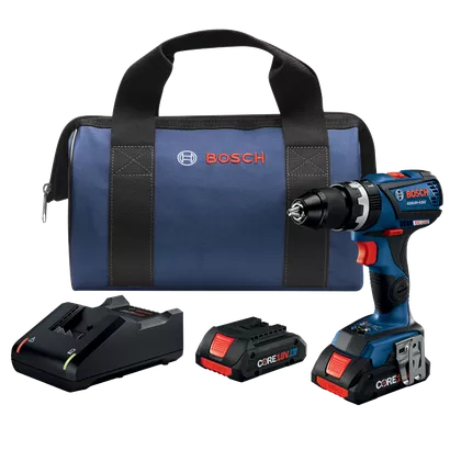 BOSCH GSB18V-535CB25, 18V Brushless Compact Tough™ Hammer Drill Driver, Connected Ready w/ (2) 4.0 Ah CORE Compact Batteries