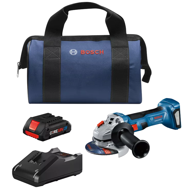 BOSCH GWS18V-8B15, 18V Brushless 4-1/2" Angle Grinder w/ (1) 4.0 Ah CORE Compact Battery