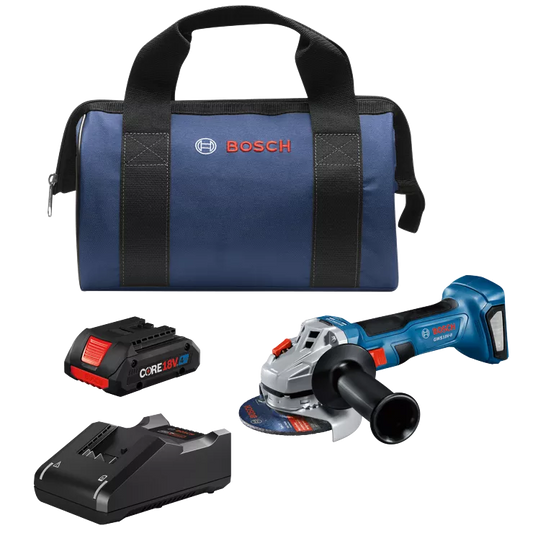 BOSCH GWS18V-8B15, 18V Brushless 4-1/2" Angle Grinder w/ (1) 4.0 Ah CORE Compact Battery