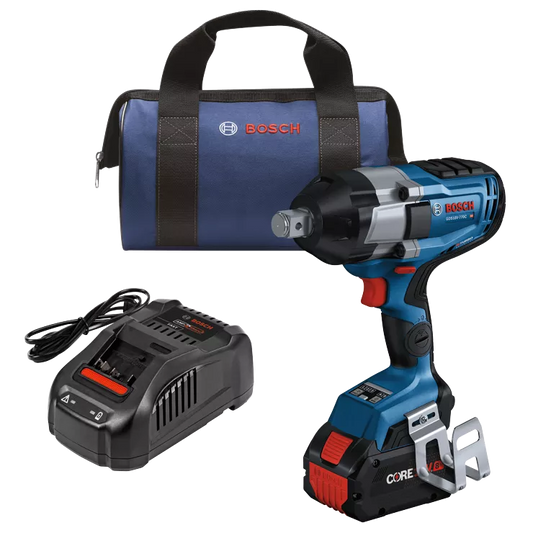 BOSCH GDS18V-770CB14, 18V PROFACTOR Brushless Connected-Ready 3/4 In. Impact Wrench with Friction Ring & Thru Hole Kit w/ (1) 8.0 Ah CORE Performance Battery