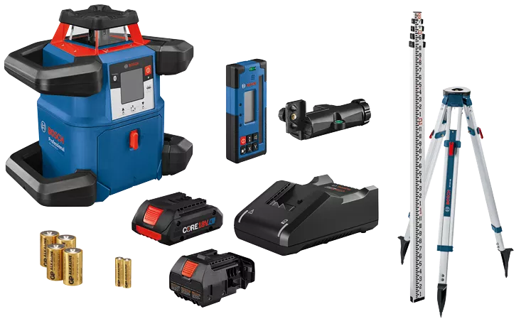 BOSCH GRL4000-80CHK, 18V REVOLVE4000 Connected Self-Leveling Horizontal Rotary Laser Kit with (1) CORE18V® 4 Ah Advanced Power Battery