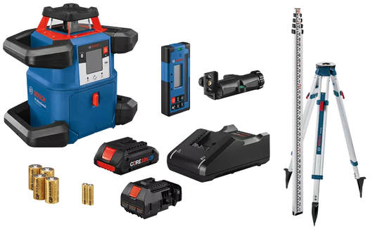 BOSCH GRL4000-80CHK, 18V REVOLVE4000 Connected Self-Leveling Horizontal Rotary Laser Kit with (1) CORE18V® 4 Ah Advanced Power Battery