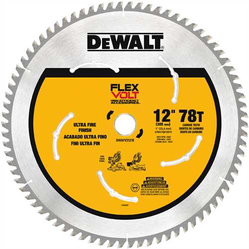 DEWALT DWAFV31278, 12'' 78T Miter Saw blade