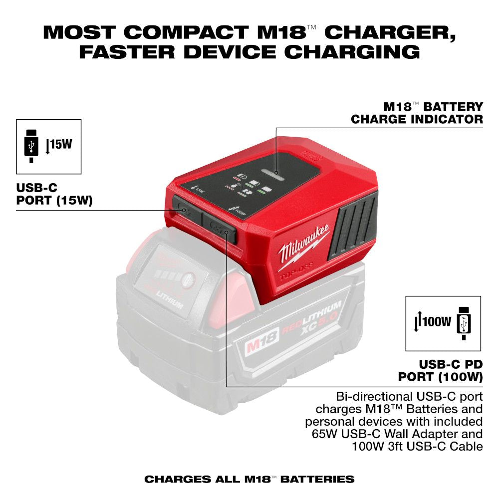 Milwaukee 2847-20, M18™ TOP-OFF™ Charger & Power Supply