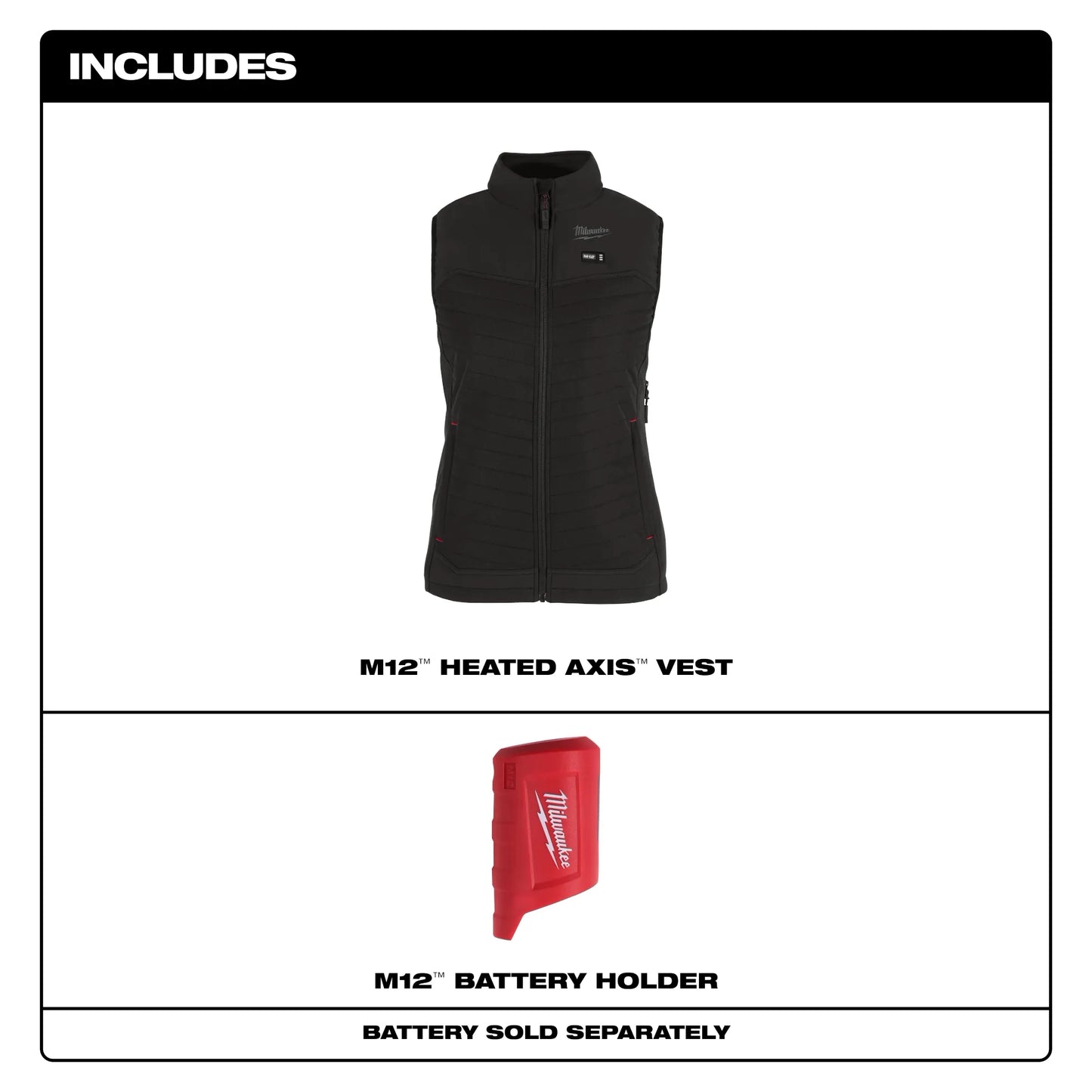 Milwaukee F300B-20 M12 WOMENS BLACK AXIS VEST ONLY 