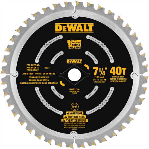 DEWALT DWA31740, 7 1/4'' 40T Composite Decking Saw Blade