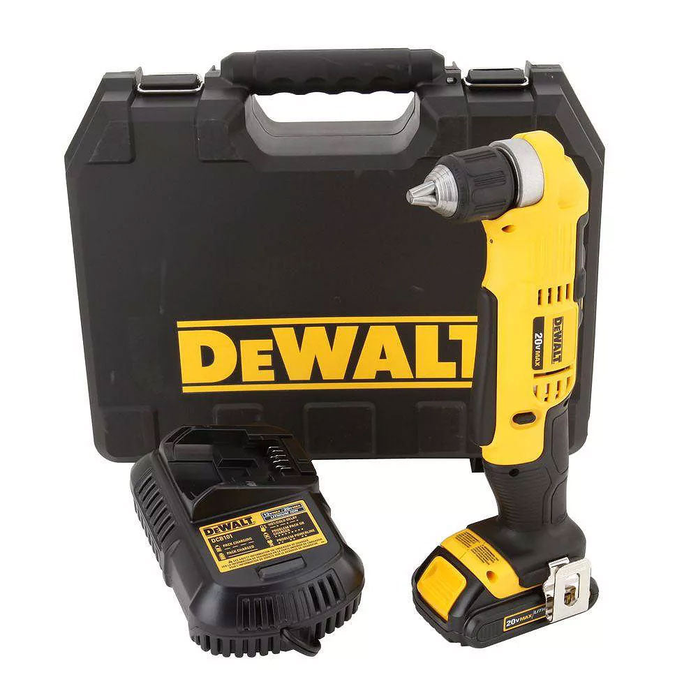 DEWALT DCD740C1, 20V MAX Compact 3/8'' Right Angle Drill Driver Kit (1.5 Ah)