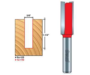 Freud 04-126, 3/8" x 1-1/4" Double Flute Straight Router Bit (1/4" Shank)