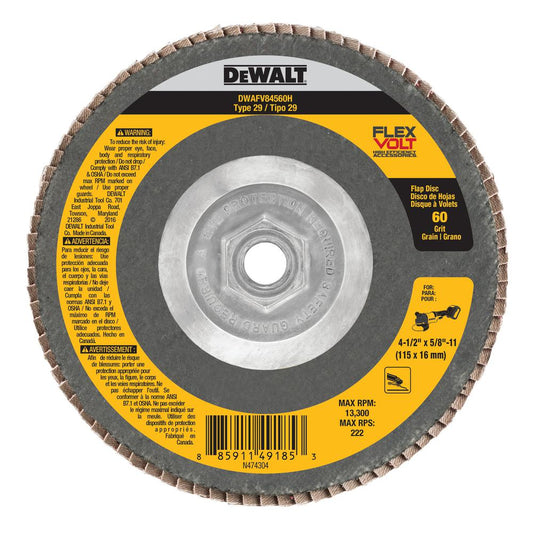 DEWALT DWAFV84560, 4-1/2'' x 7/8'' 60G T29 Flexvolt Flap Disc