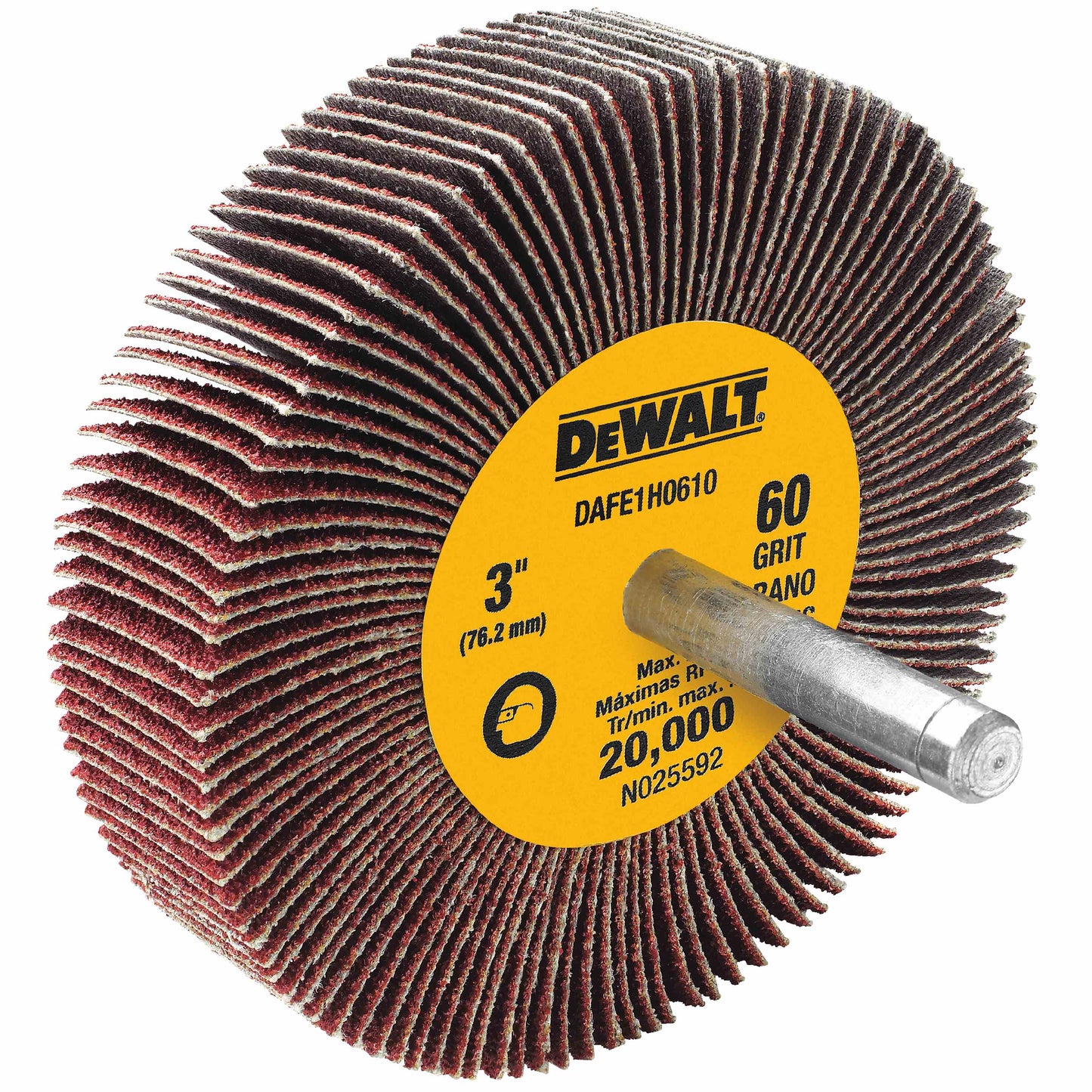 DEWALT DAFE1H0610, 3'' x 1'' x 1/4'' HP 60g Flap Wheel