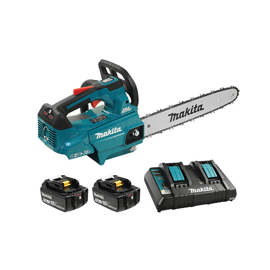 Makita DUC356PT2, 18V x2 LXT Brushless 14" Top Handle Chainsaw Kit (5.0 Ah)