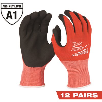 Milwaukee 48-22-8900B, Cut Level 1 Dipped Gloves 12 Pack - Small