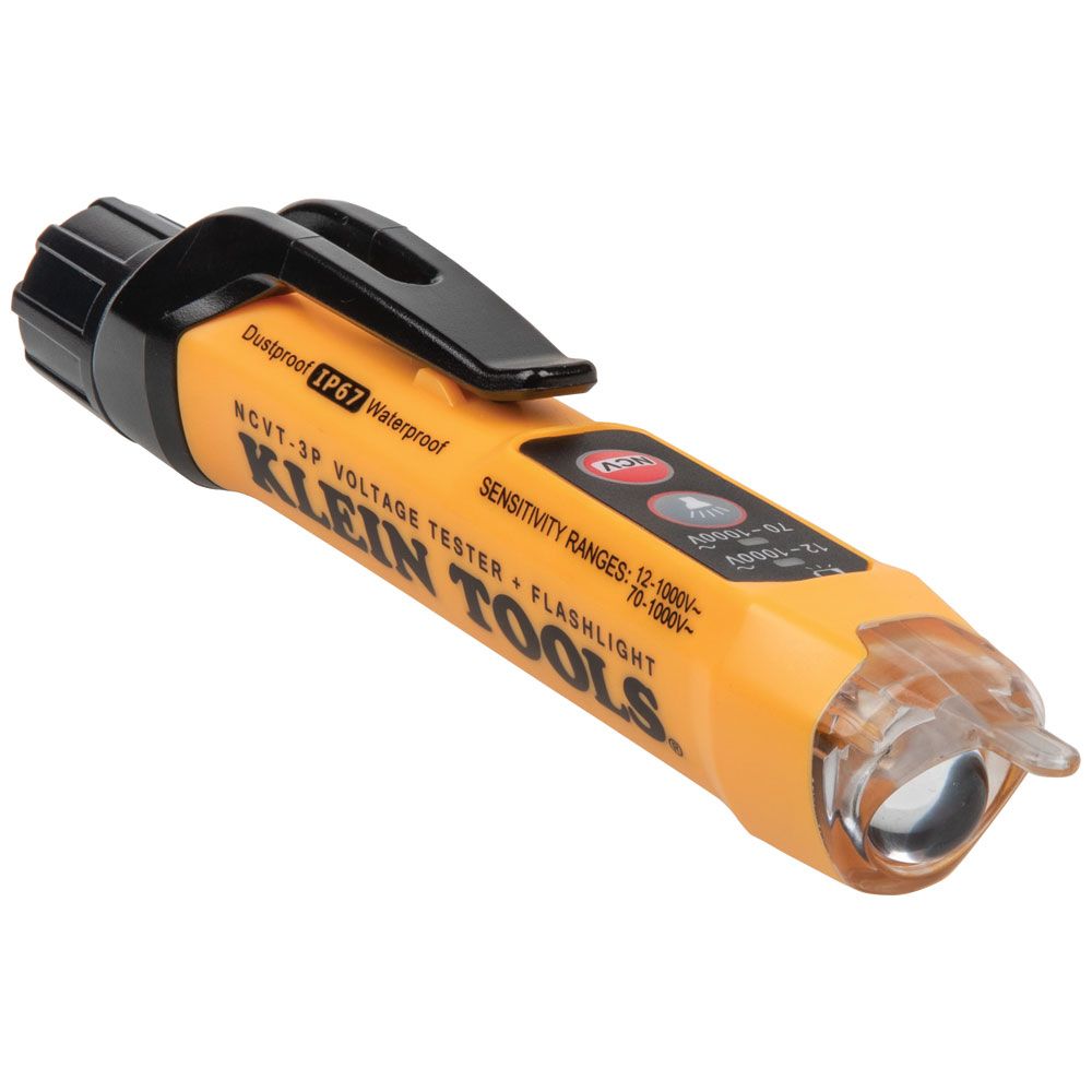 Klein Tools NCVT3P, Dual Range Non-Contact Voltage Tester with Flashlight, 12 - 1000V AC