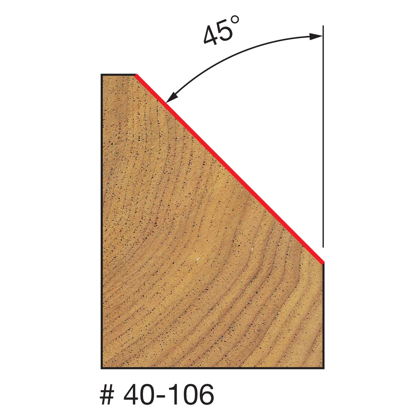 Freud 40-106, Carbide Router Bit - 1-3/4" x 2-3/16" Chamfer Bit (5/8" Carbide Height)