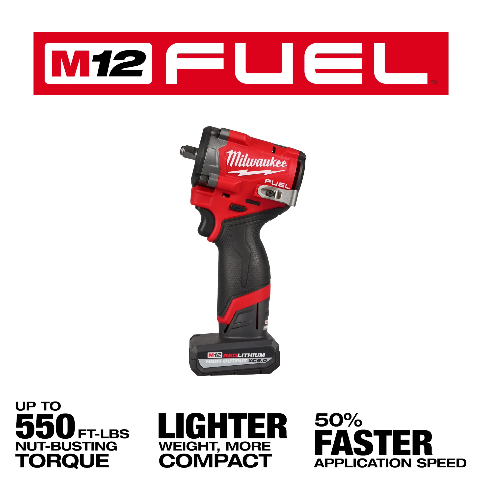 Milwaukee 2562-22, M12 FUEL™  Stubby 3/8" Impact Wrench Kit