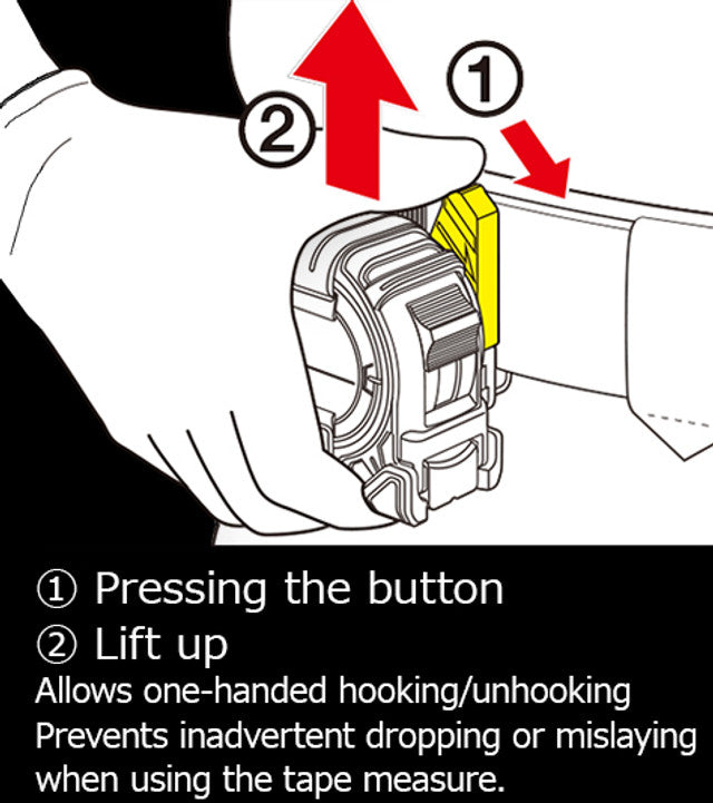 Tajima SF-BHLD, CLIP-n-HOLD Safety Belt Holder - Measuring Tape