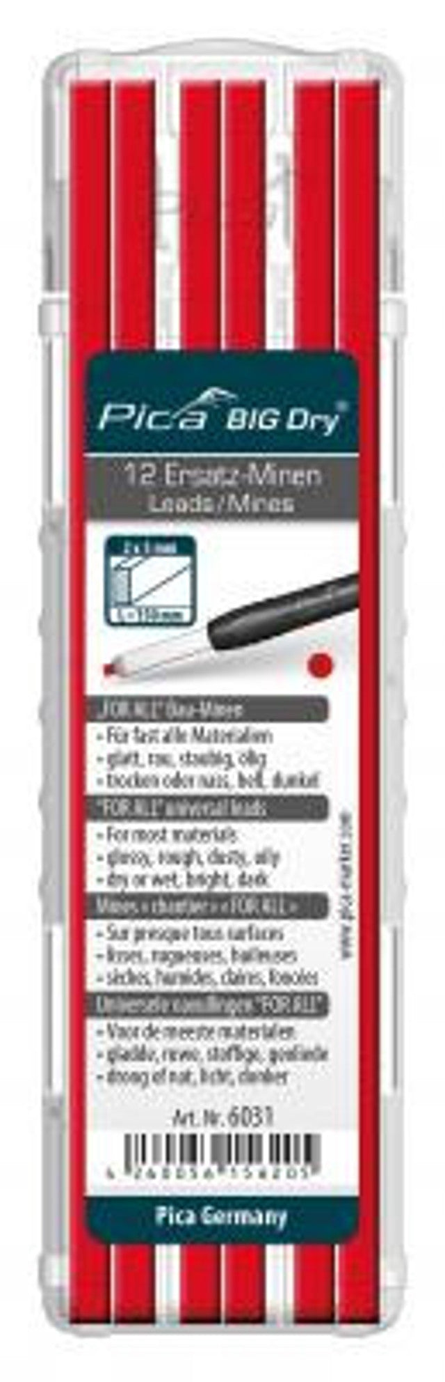 Pica 6031, Pica BIG-Dry Refill-set FOR ALL red-12 leads