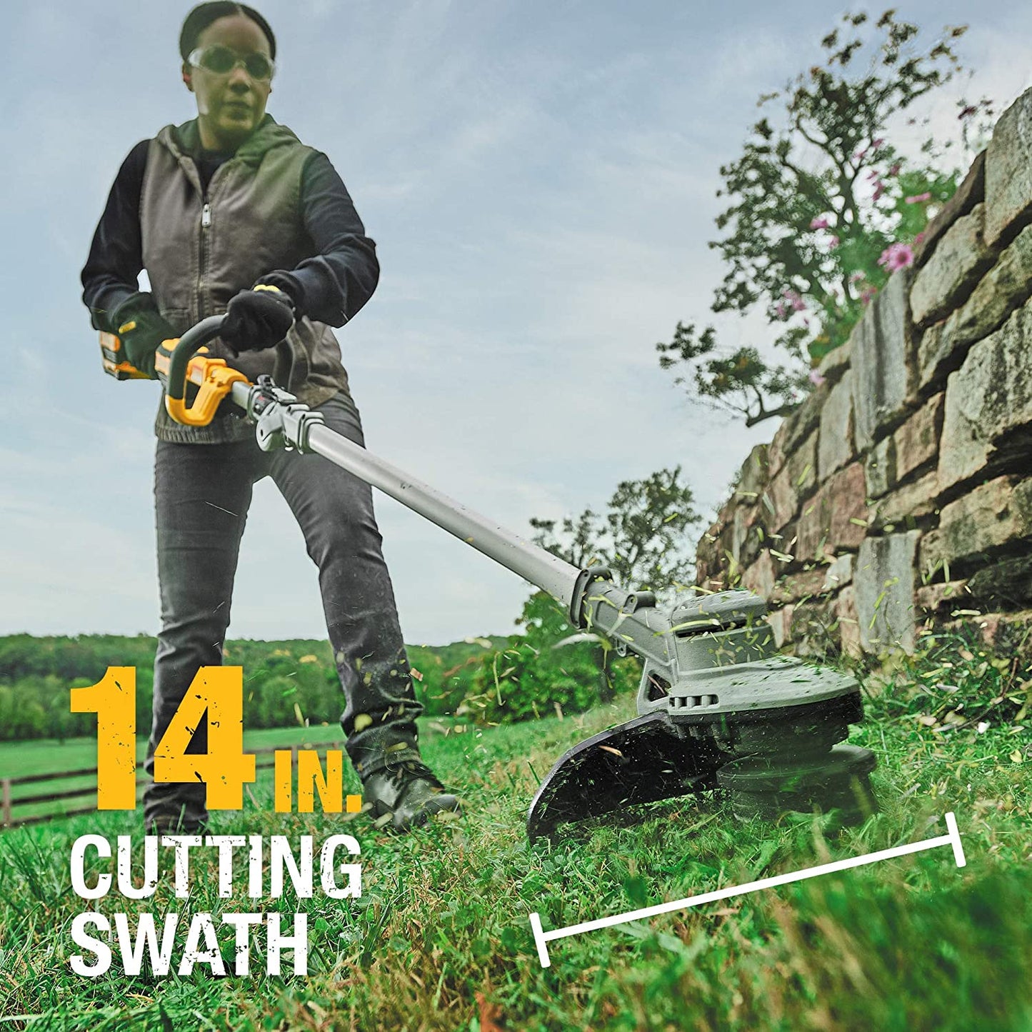 DEWALT DCST922P1, 20V MAX Cordless Brushless 14" Folding String Trimmer Kit (5.0 Ah)