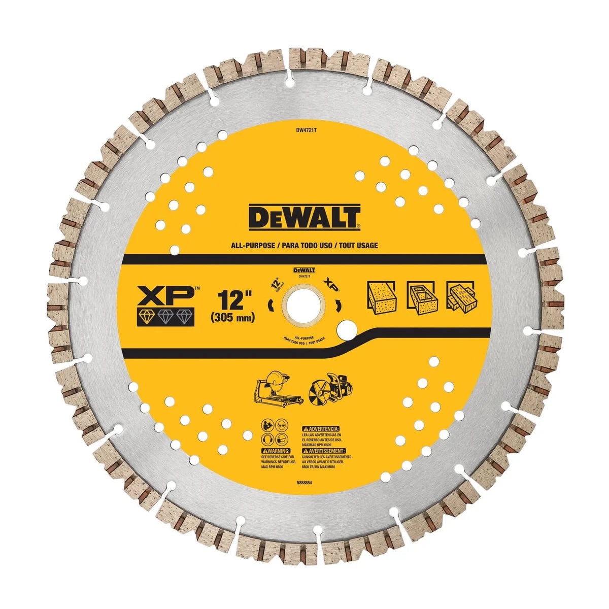 DEWALT DW4721T, 12" Segmented Rim Fast Cut Blade