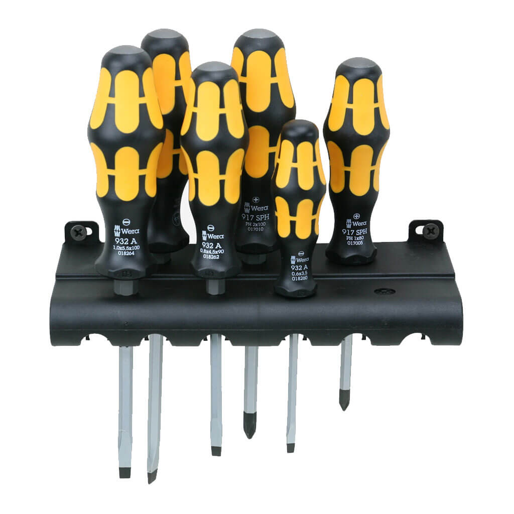 Wera 05018282001, 932/6 SCREWDRIVER SET KRAFTFORM WERA: CHISELDRIVER AND RACK, 6 PIECES