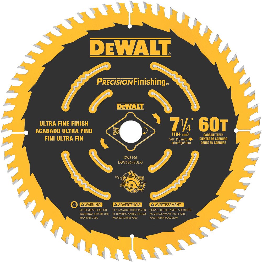 DEWALT DW3596, 7-1/4'' 60T Precision Finishing Saw Blade (sold/ea)