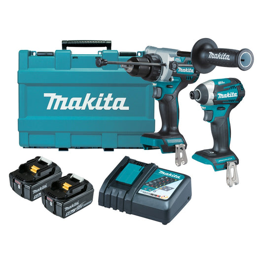 Makita DLX2412T, 18V LXT 2-Tool Combo Kit 5.0Ah Kit With Case (DHP486Z+DTD154Z)