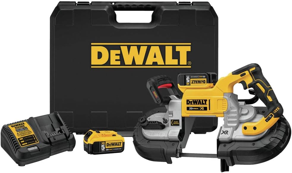 DEWALT DCS376P2, 0V MAX XR DUAL SWITCH DEEP CUT BANDSAW (5.0AH) W/ 2 BATTERIES AND KIT BOX