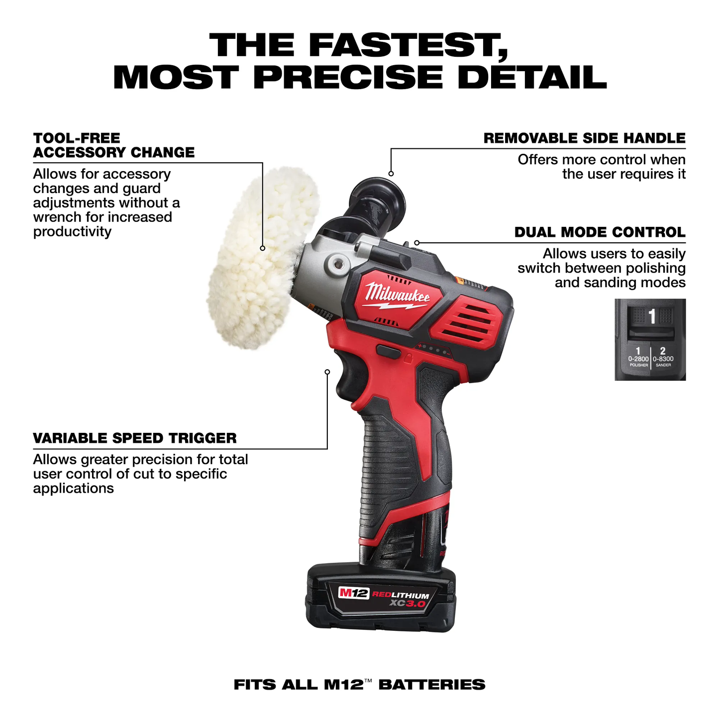 Milwaukee 2438-22X,  SPOT POLISHER 1CP 1XC KIT