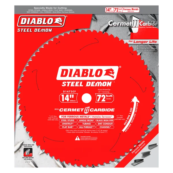 Diablo D1472CF, 14 in. x 72 Tooth Cermet II Saw Blade for Metals and Stainless Steel