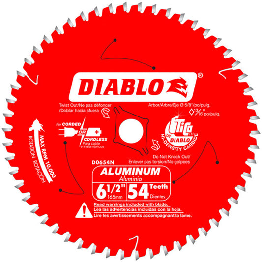 Diablo D0654NA, 6-1/2" X 54 Tooth Aluminum Steel Saw Blade