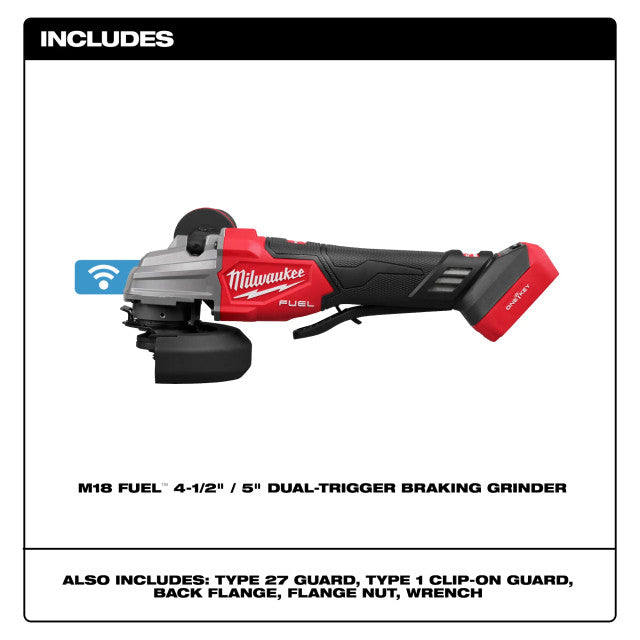 Milwaukee 2986-20, M18 FUEL™ 4-1/2" / 5" Dual-Trigger Braking Grinder