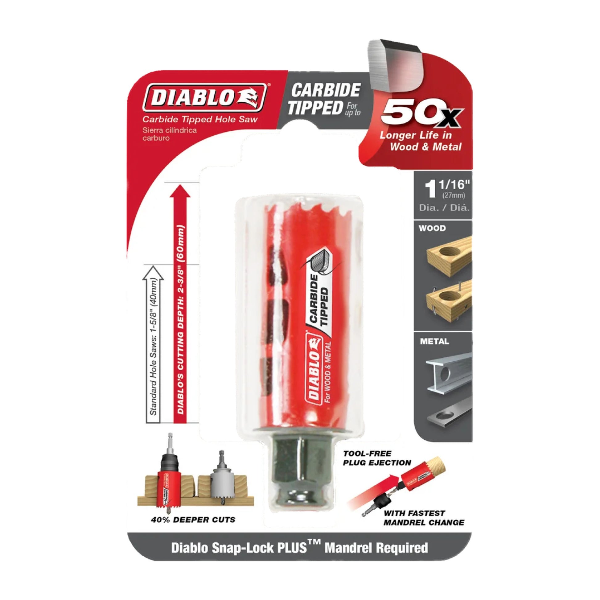 Diablo DHS1063CT, 1-1/16" Carbide Hole Saw