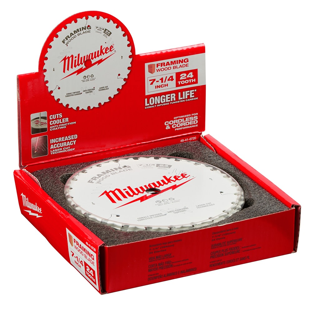 Milwaukee 48-41-0720, 7-1/4" 24T Framing Circular Saw Blades (10/pkg)