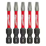 Milwaukee 48-32-4606, SHOCKWAVE™ 2" Impact Square Recess #2 Power Bits (5 PK)