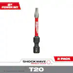 Milwaukee 48-32-4984, Shockwave™ 2" Impact Torx® T20 Power Bits (2PK)