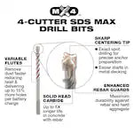 Milwaukee 48-20-3944, SDS-Max 4-Cutter Drill Bit 7/8" x 8" x 13"