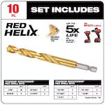 Milwaukee 48-89-4633, SHOCKWAVE RED HELIX Titanium Drill Bit Set -10 PC