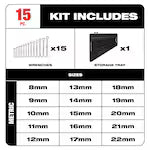 Milwaukee 48-22-9516, 15pc Ratcheting Combination Wrench Set - Metric