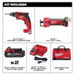 Milwaukee 2866-22CTP, M18 FUEL Drywall Screw Gun & Cut Out Tool Kit (2.0 Ah)