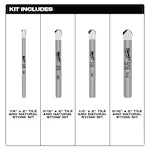 Milwaukee 48-20-8998, 4 pc Tile and Natural Stone Bit