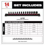 Milwaukee 49-66-7002, SHOCKWAVE 1/4" Drive Impact Duty Metric Standard 6 Point Socket Set - 14 Piece
