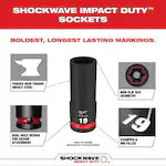 Milwaukee 49-66-7007, 3/8" Drive SHOCKWAVE Impact Duty Metric Standard 6 Point Socket Set - 14 Piece