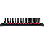Milwaukee 49-66-7008, 3/8" Drive SHOCKWAVE Impact Duty Metric Deep 6 Point Socket Set - 14 Piece