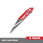 Milwaukee 48-00-5341, 6" 6 TPI THE WRECKER with Carbide Teeth SAWZALL Blade (3/pkg)