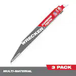 Milwaukee 48-00-5342, 9" 6 TPI THE WRECKER with Carbide Teeth SAWZALL Blade (3/pkg)