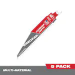 Milwaukee 48-00-5541, 6" 6 TPI THE WRECKER with Carbide Teeth SAWZALL Blade (5/pkg)