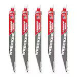 Milwaukee 48-00-5542, 12" 6 TPI THE WRECKER with Carbide Teeth SAWZALL Blade (5/pkg)