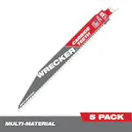 Milwaukee 48-00-5542, 12" 6 TPI THE WRECKER with Carbide Teeth SAWZALL Blade (5/pkg)