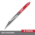 Milwaukee 48-00-5543, 12" 6 TPI THE WRECKER with Carbide Teeth SAWZALL Blade (5/pkg)