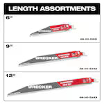 Milwaukee 48-00-5543, 12" 6 TPI THE WRECKER with Carbide Teeth SAWZALL Blade (5/pkg)